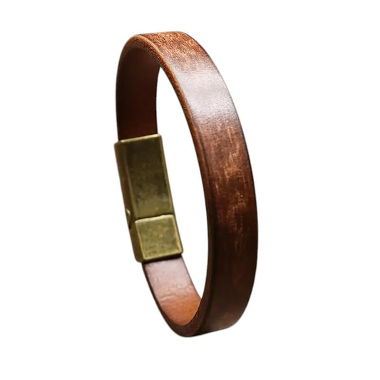 Men's Vintage-Inspired Glossy Faux Leather Bracelet