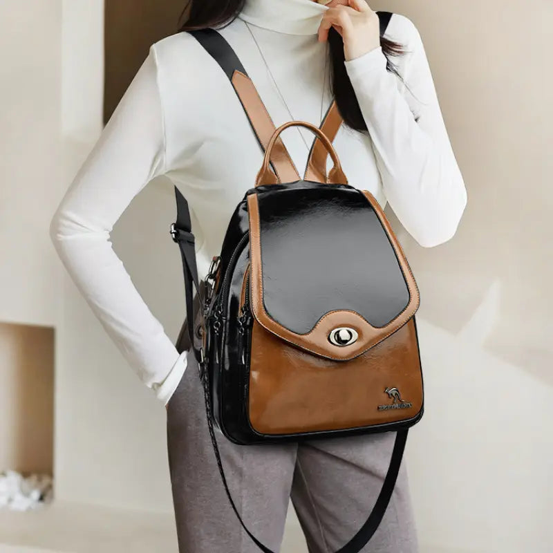 Women's Fashion Lock Buckle Backpack