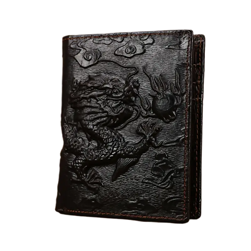 Vintage Dragon Embossed Genuine Leather Men's Wallet