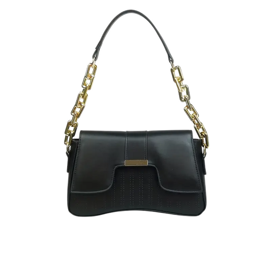 Leather Shoulder Bag with Buckle Closure