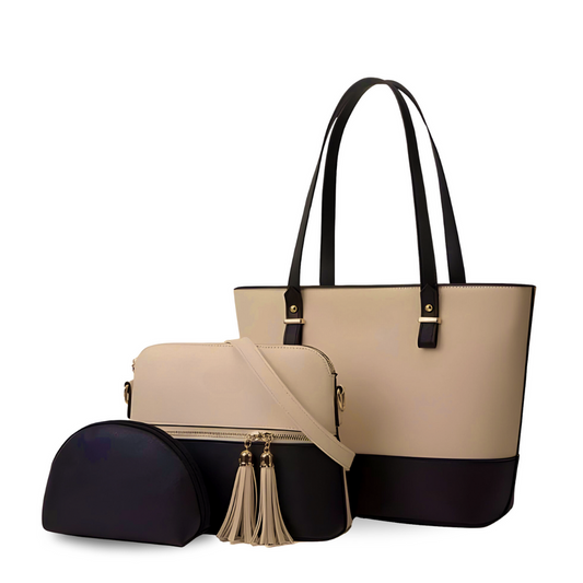 BEIGE & BLACK Elegance bag 3PC