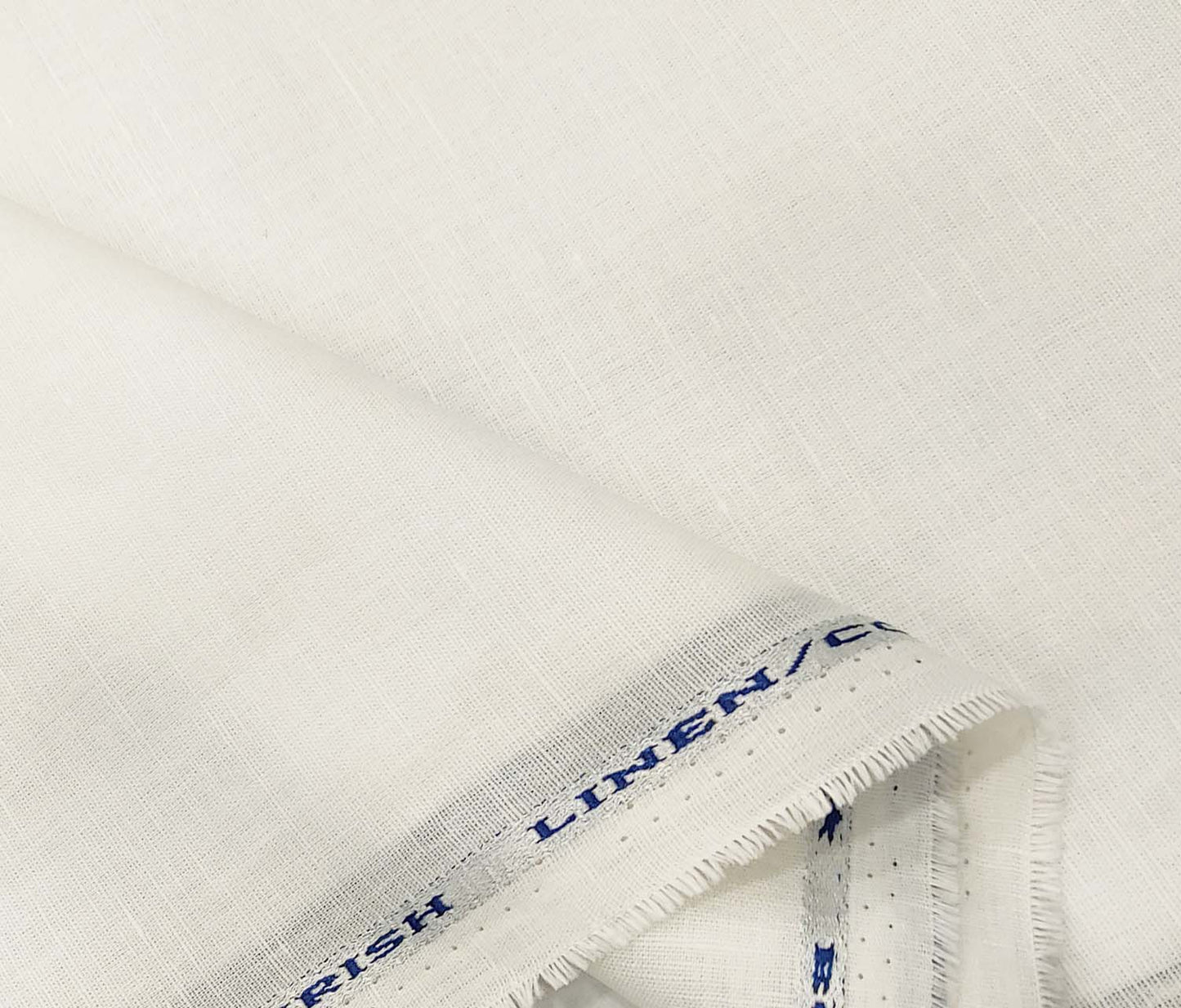 Men’s Cotton Linen Self Design Unstitched Shirting Fabric (White)