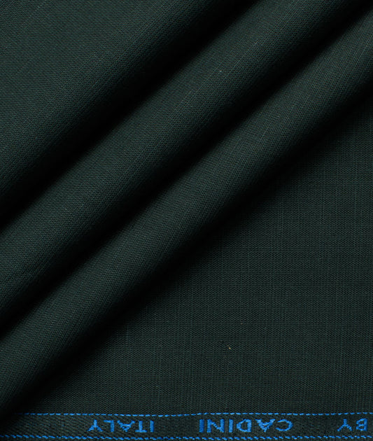 Cadini Men’s Cotton Linen Solids Unstitched Shirting Fabric (Dark Pine Green)