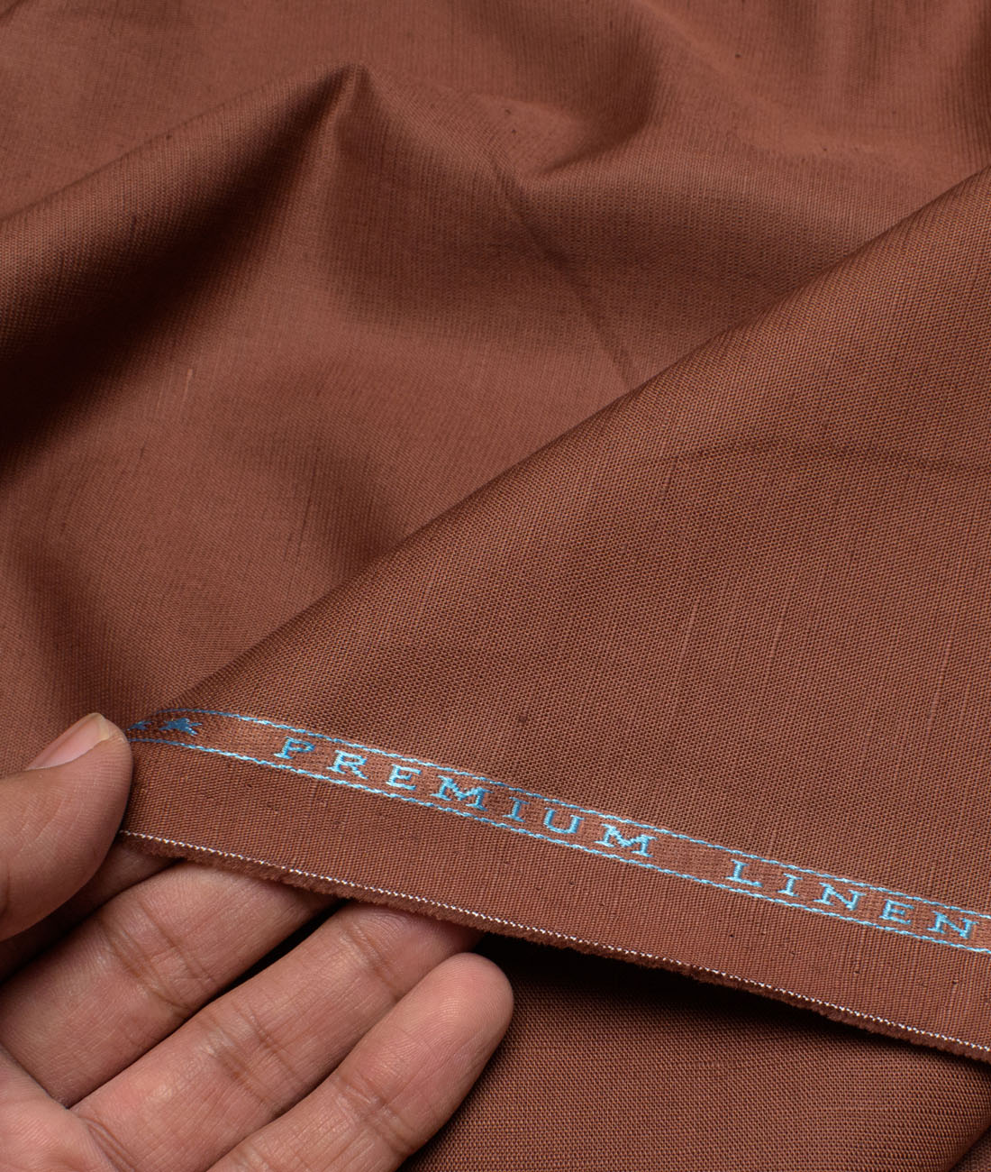 Men’s Cotton Linen Solids Unstitched Shirt or Kurta Fabric (Copper Rust Brown)