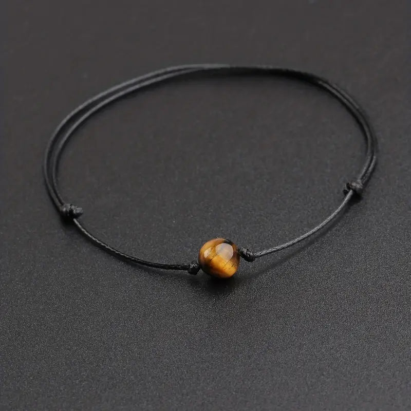 Men's 8mm Tiger Eye Stone Adjustable Bracelet