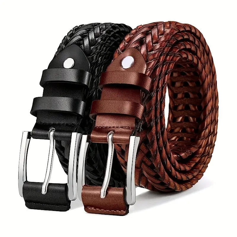 Men's Vintage Genuine Leather Woven Belts