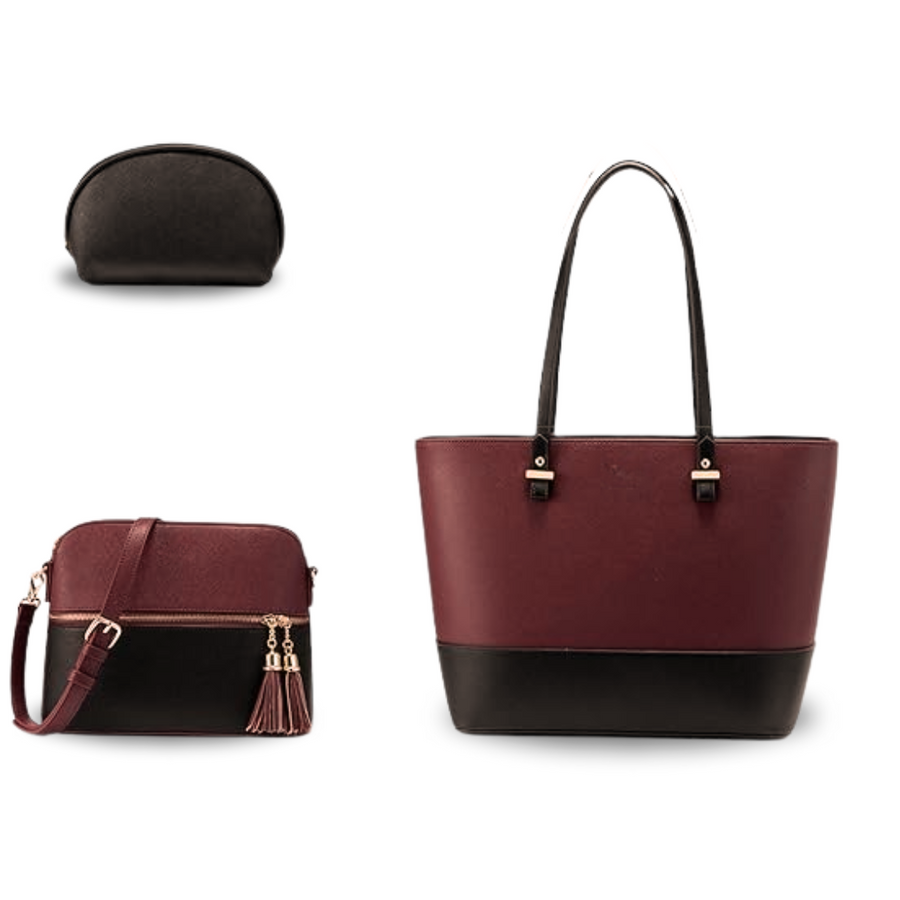 Maroon and black tone women's elegance bag