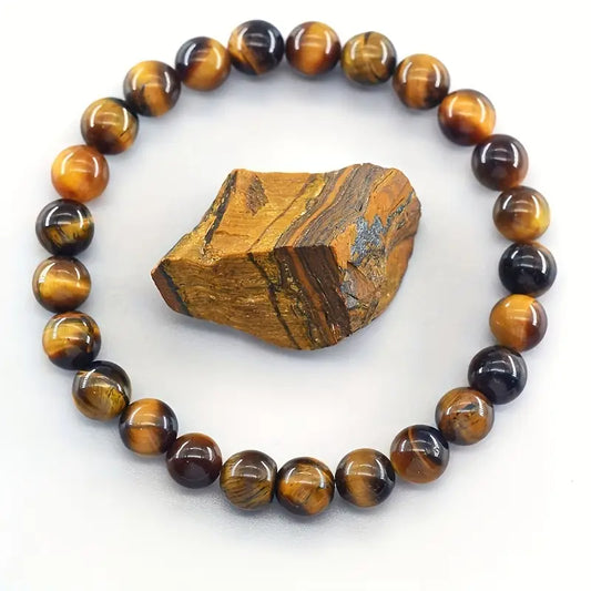 Men's Classic Casual Tiger Eye Stone Bead Bracelet