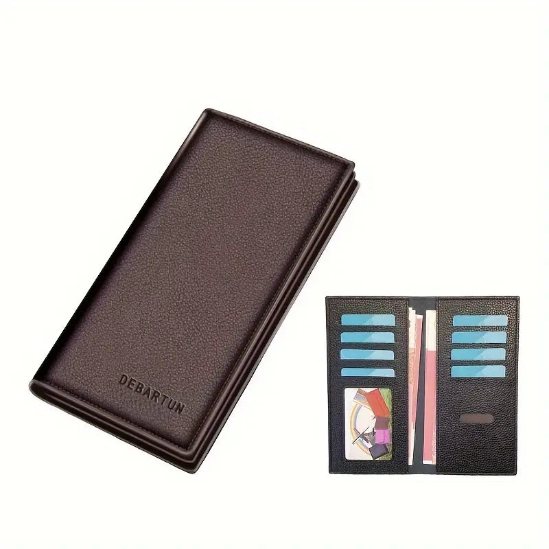 1pc Men'S Long Slim Business Wallet, Casual Artificial Leather,